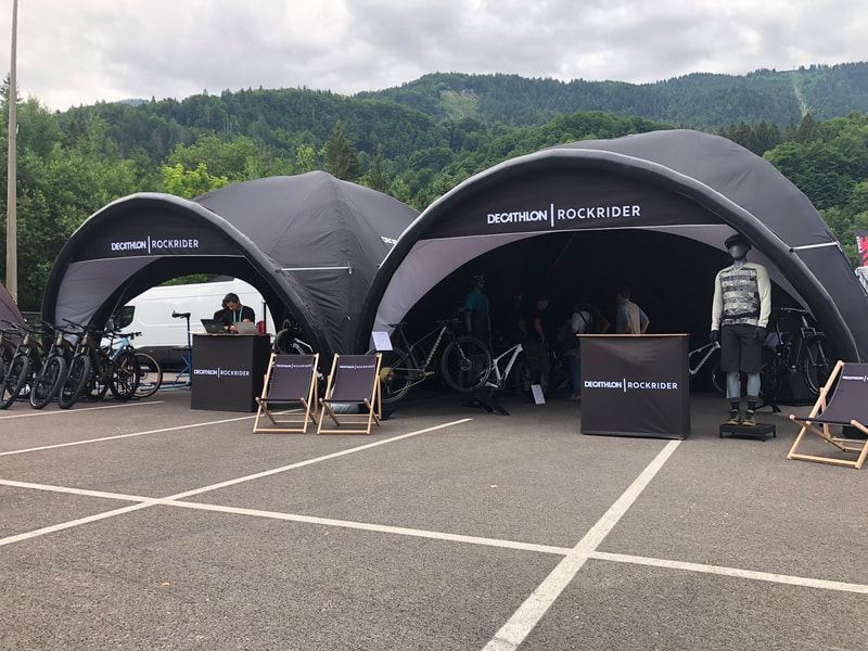 Two Airmonster inflatable gazebos for Decatlhon