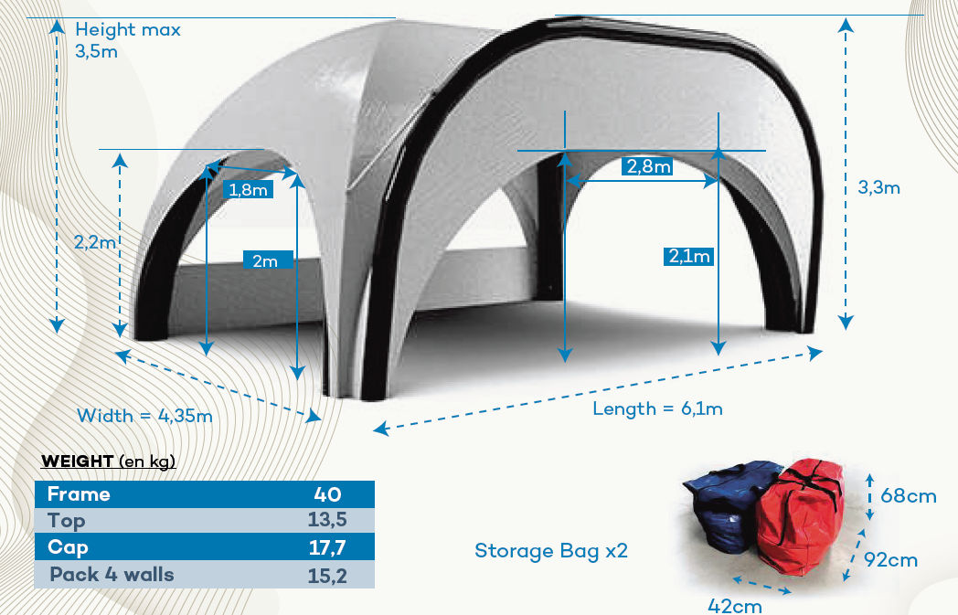 Airbuzz inflatable gazebo dimensions