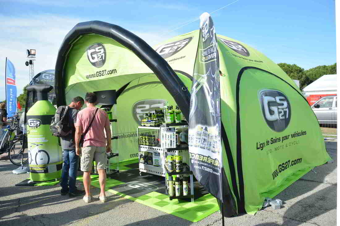 Commercial inflatable tent with custom printed for GS27 detailing brand