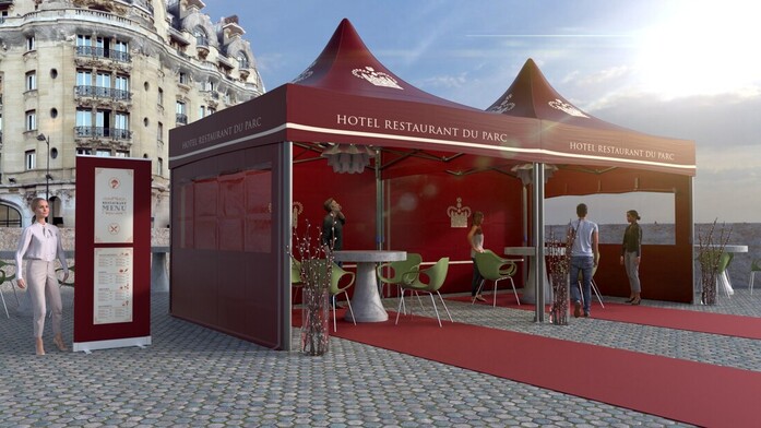 Pop-up marquees for cafe hotel & restaurant