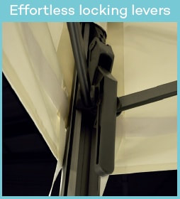 Effortless locking levers GP folding tent range