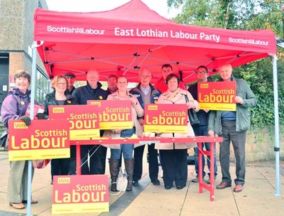3x3m pop-up gazebo in red fot East Lothian Labour Party