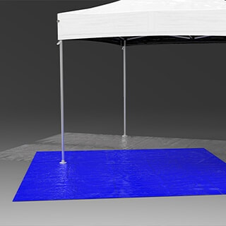 Ground tarpaulin for rally team and service tent