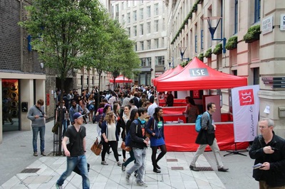 London School of Economics printed gazebos in red