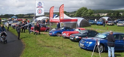 MG Cars plus flags and gazebo at event