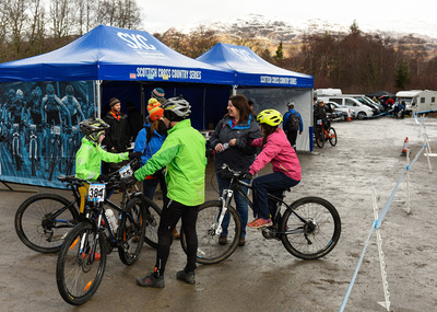 Scottish cross country pop-up gazebos with mountain bikes