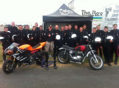 The White Helmets motorcycle display team and their 3x3m printed folding marquee in black